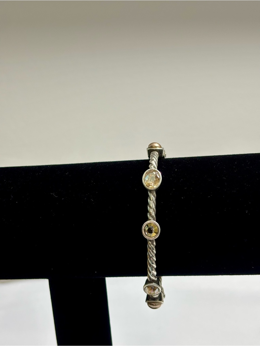 Brighton Vintage Monte Carlo Silver Plated Hinged Bangle Bracelet - Gold
Crystal